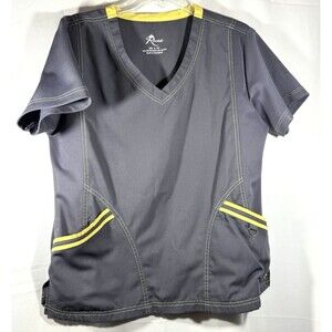 Reina Gray/Yellow Short Sleeve Scrub Top Size Med
